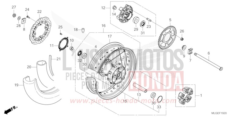 HINTERRAD (1) von Africa Twin DCT GLINT WAVE BLUE METALLIC (B197X) von 2023